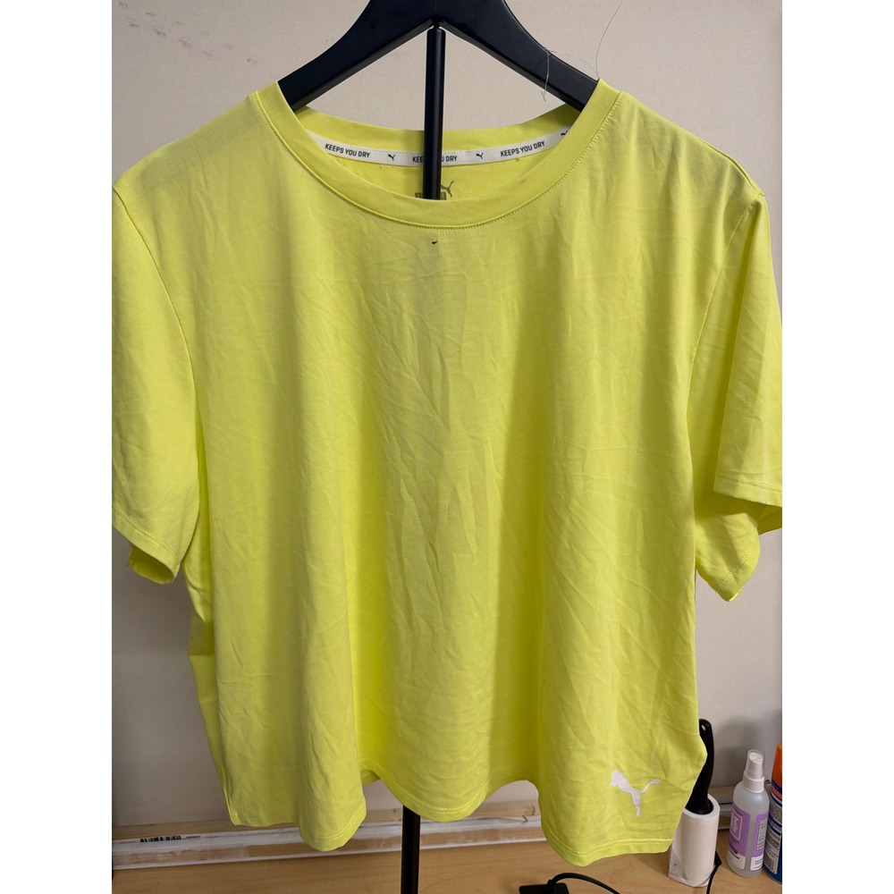 Puma Womens XXL Neon Yellow Keeps You Dry Activewear Short Sleeve T-Shirt